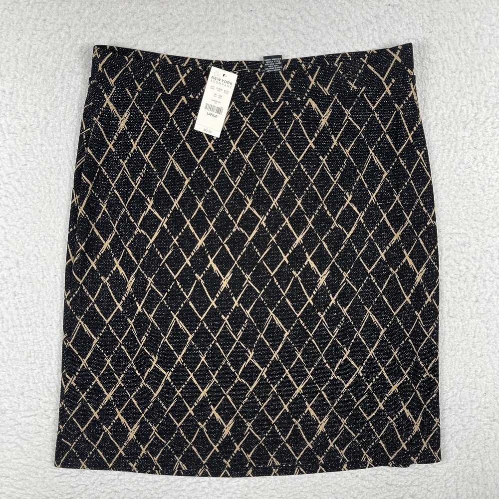 New York & Company Skirt Womens Large Black Metallic Casual Workwear Office New